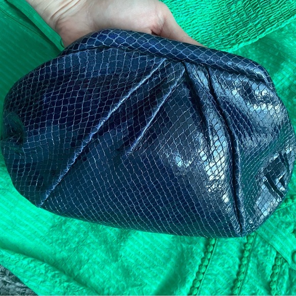 Club Monaco Leather Clutch, snakeskin finish, rich blue - Picture 9 of 10